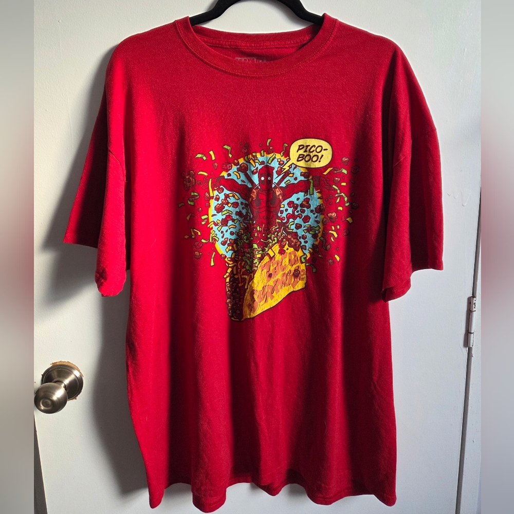 Marvel X Dead Pool Shirt Mens Short Sleeve "Taco Surprise" Graphic Logo Sz 2XL - Picture 9 of 9